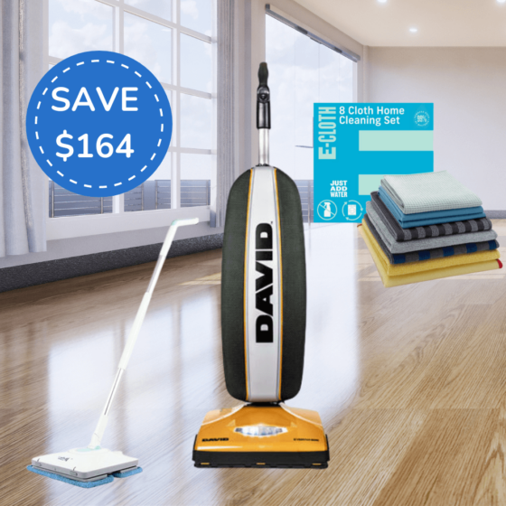 DAVID Everywhere Cordless Battery Vacuum + Nellie's Wow Mop + E-Cloth 8 Piece Home Cleaning Set Bundle Offer