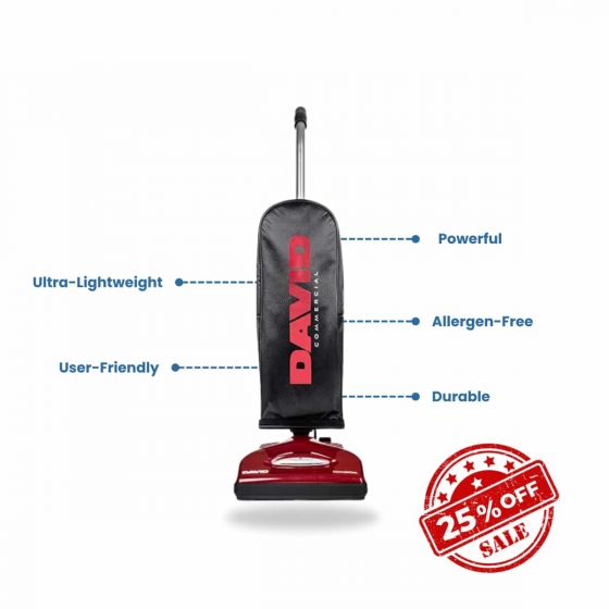 David Commercial X Upright Vacuum showcasing its features