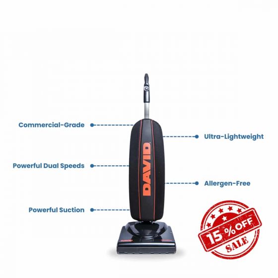 Image of David Commercial X2 Upright Vacuum with key features