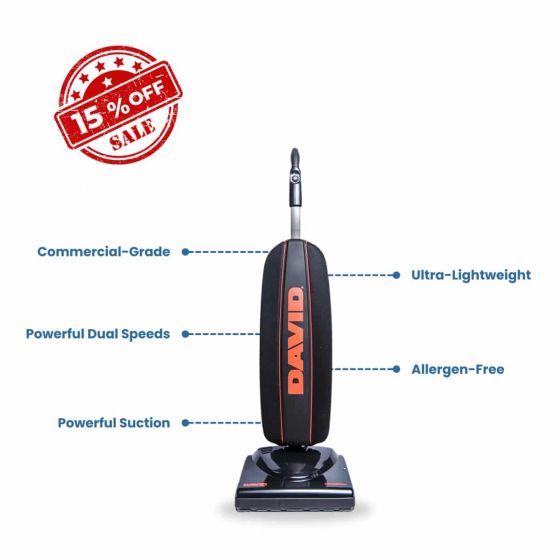 Image of David Commercial X2 Upright Vacuum with key features