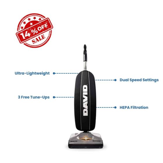 David D2000 Upright Vacuum with key features