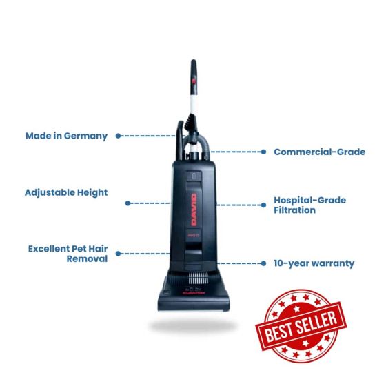 David Pro-D Upright Vacuum showcasing its key features